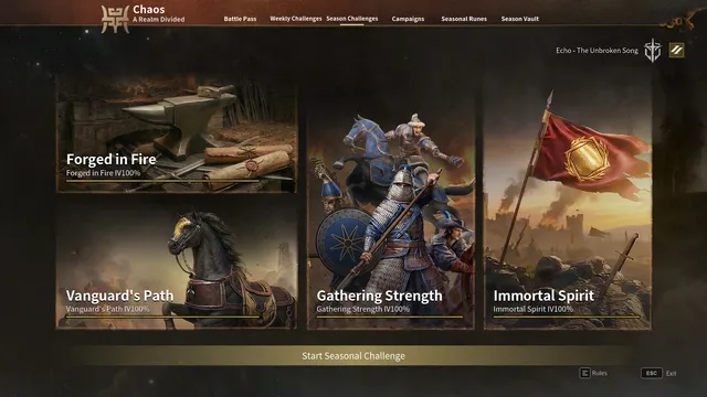 Echo The Unbroken Song season screen