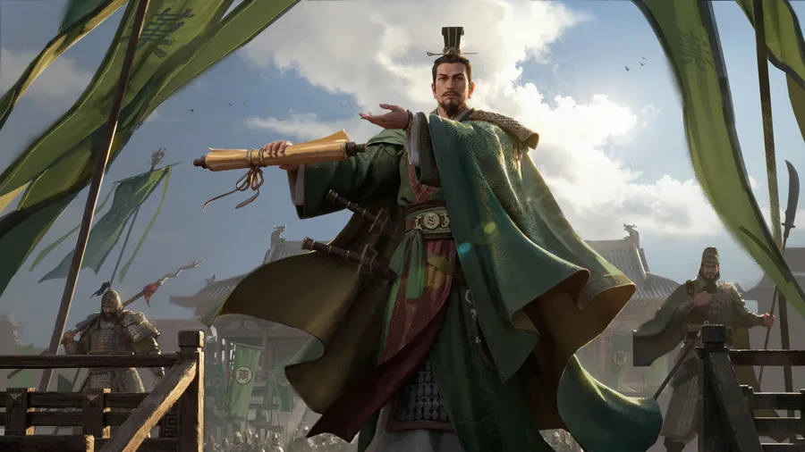 Liu Bei wielding the Twin Swords