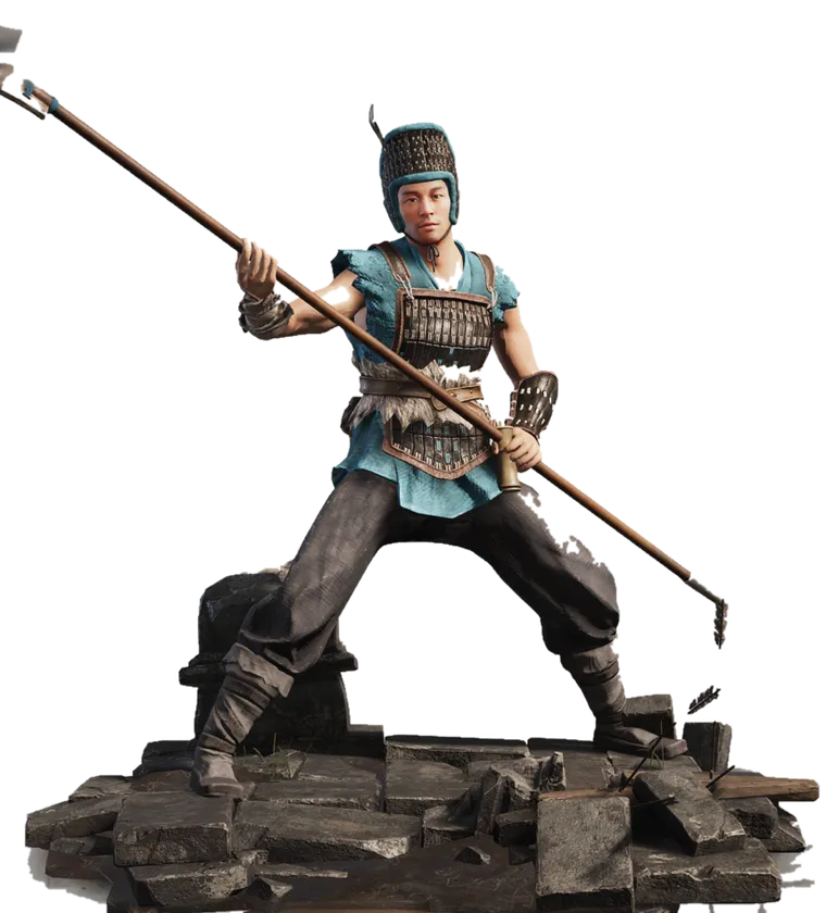 Veteran Qingzhou Halberdiers in-game render from the playtest