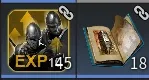 What one run pays: 145 EXP and a book