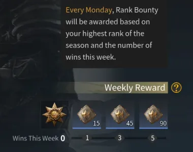 Rank Bounty every Monday: 15, 45 and 90 coins at 1, 3 and 5 wins