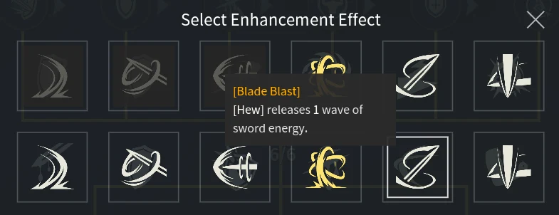 Blade Blast: the Hew enhancement in the bottom row