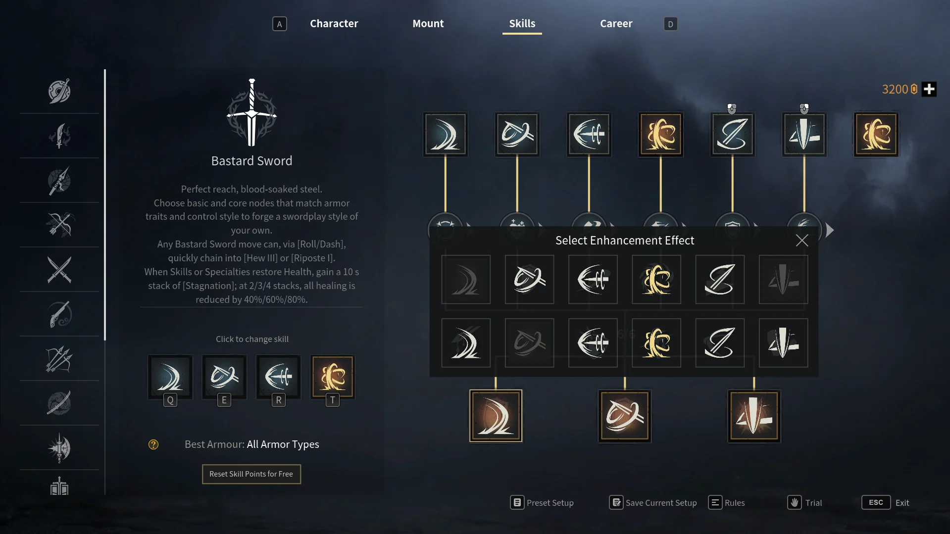 Bastard Sword enhancement effects for the Riposte build