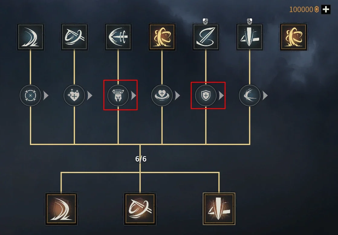 Bastard Sword Tank passives, the ones you can change marked in red